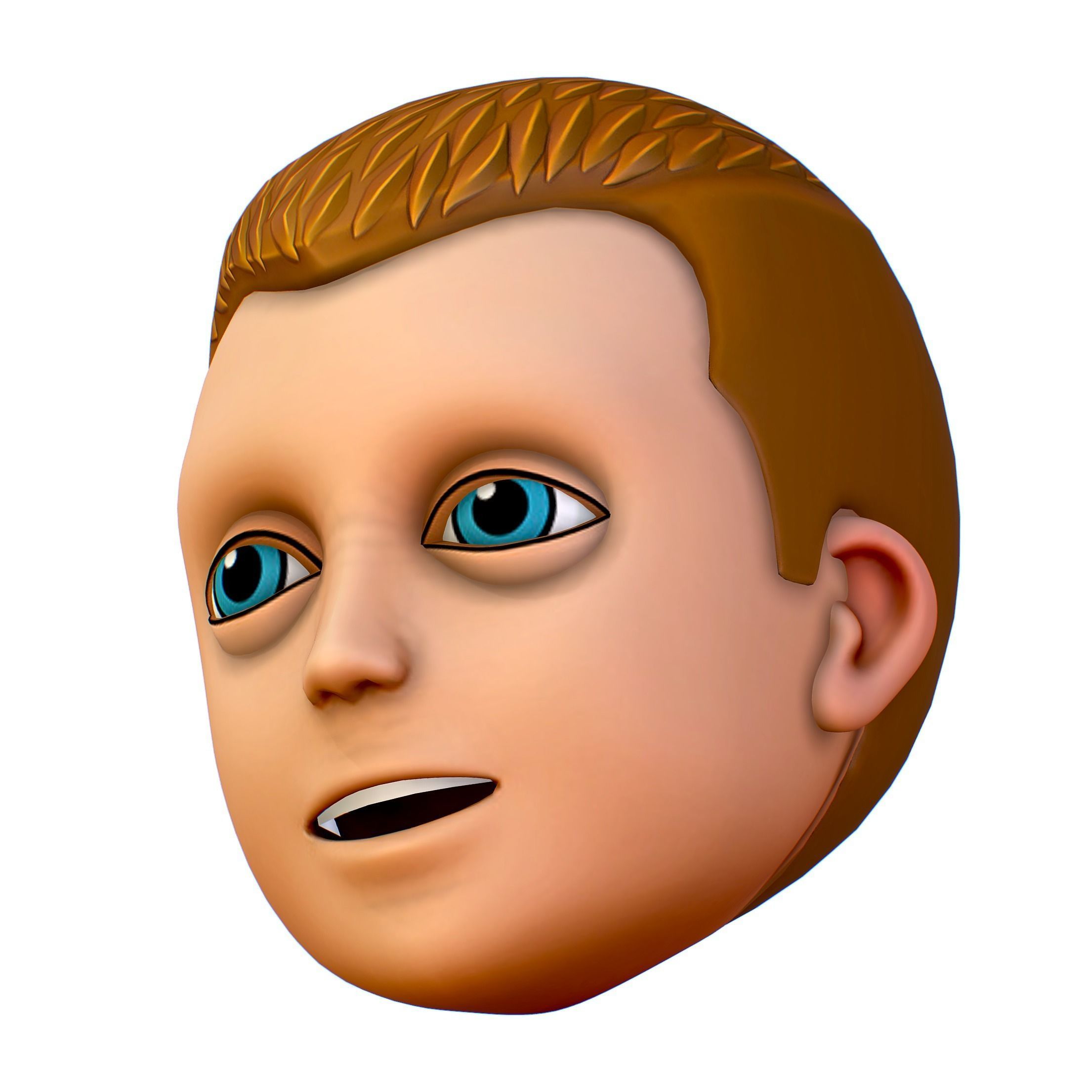Short Hairstyle Cartoon Young Man Boy Head Icon 3D model_10