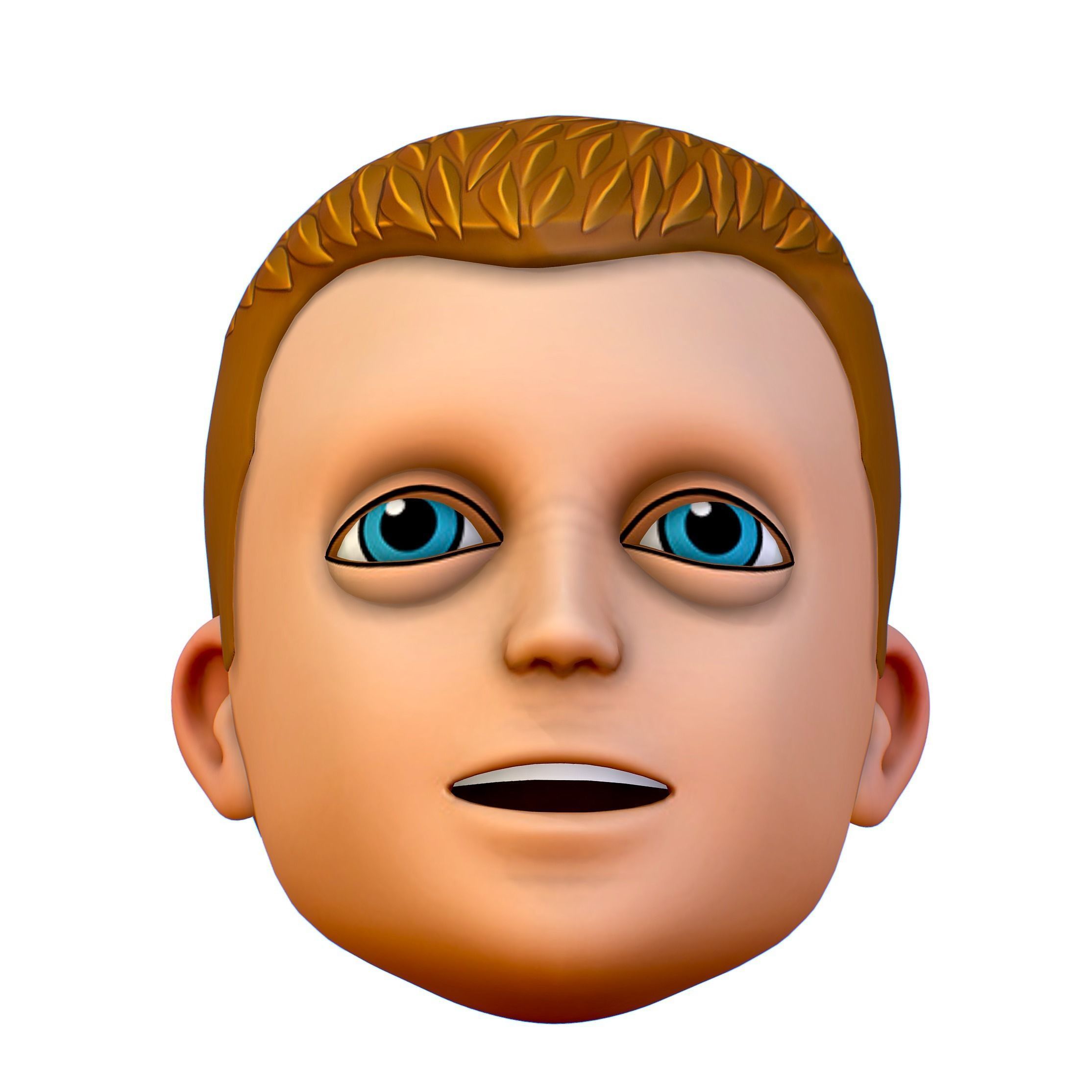 Short Hairstyle Cartoon Young Man Boy Head Icon 3D model_9