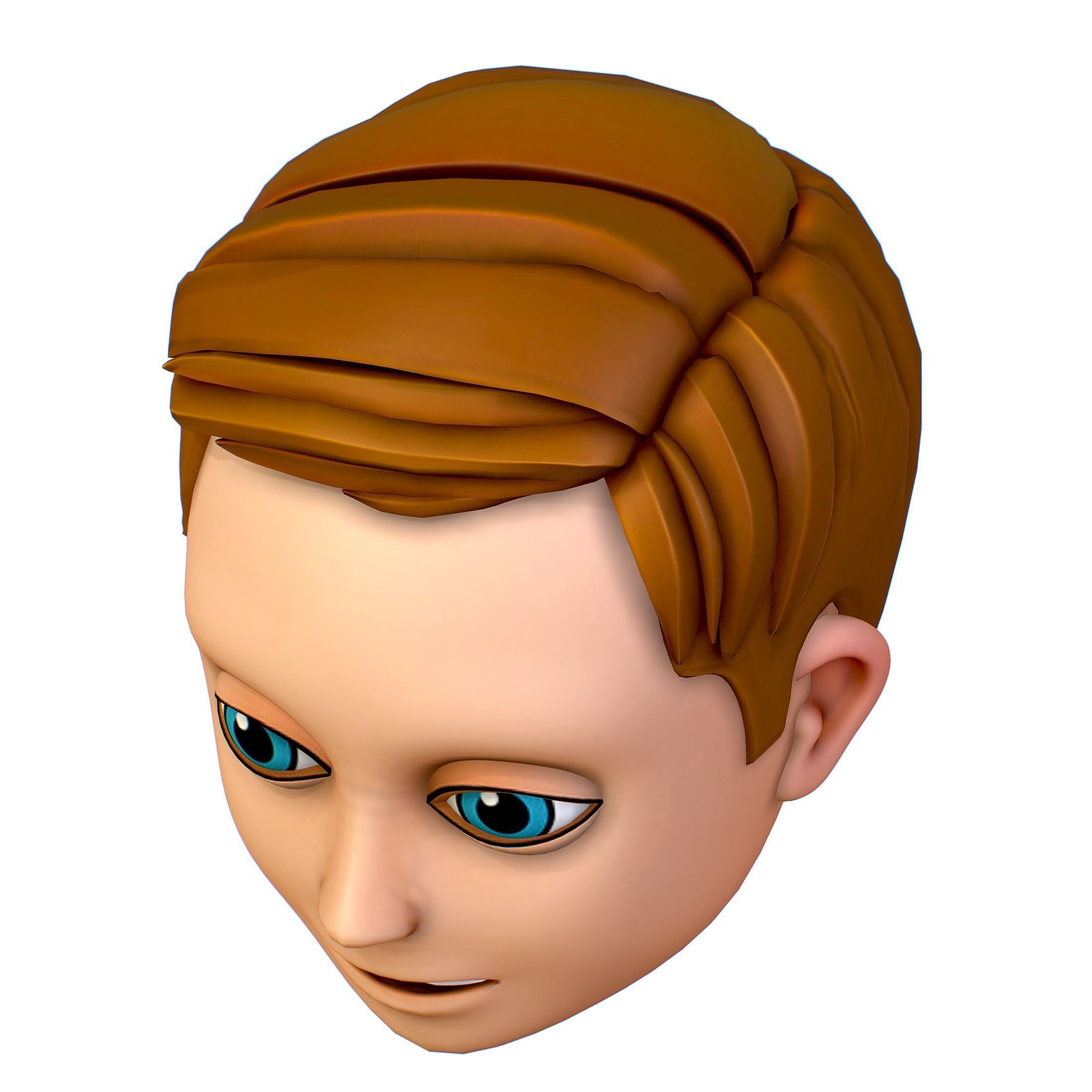 Short Hairstyle Cartoon Young Man Boy Head Icon 3D model 3D model_14