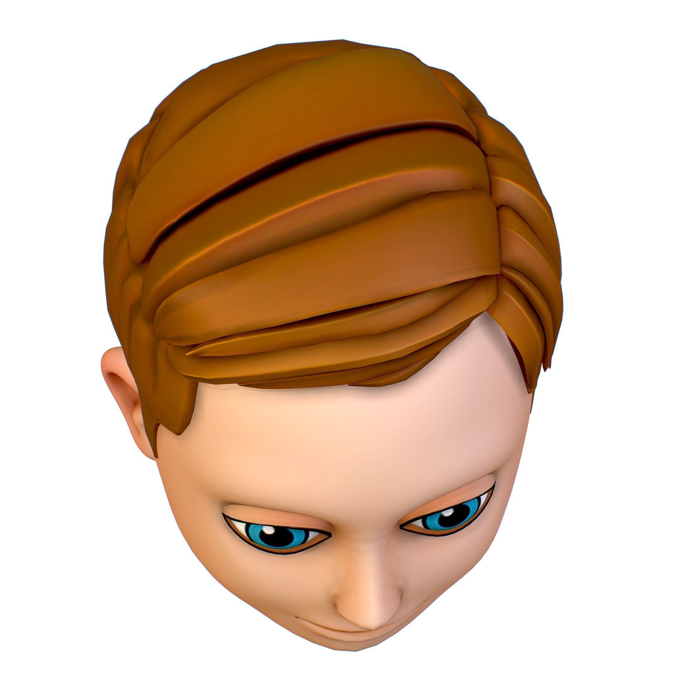 Short Hairstyle Cartoon Young Man Boy Head Icon 3D model 3D model_7