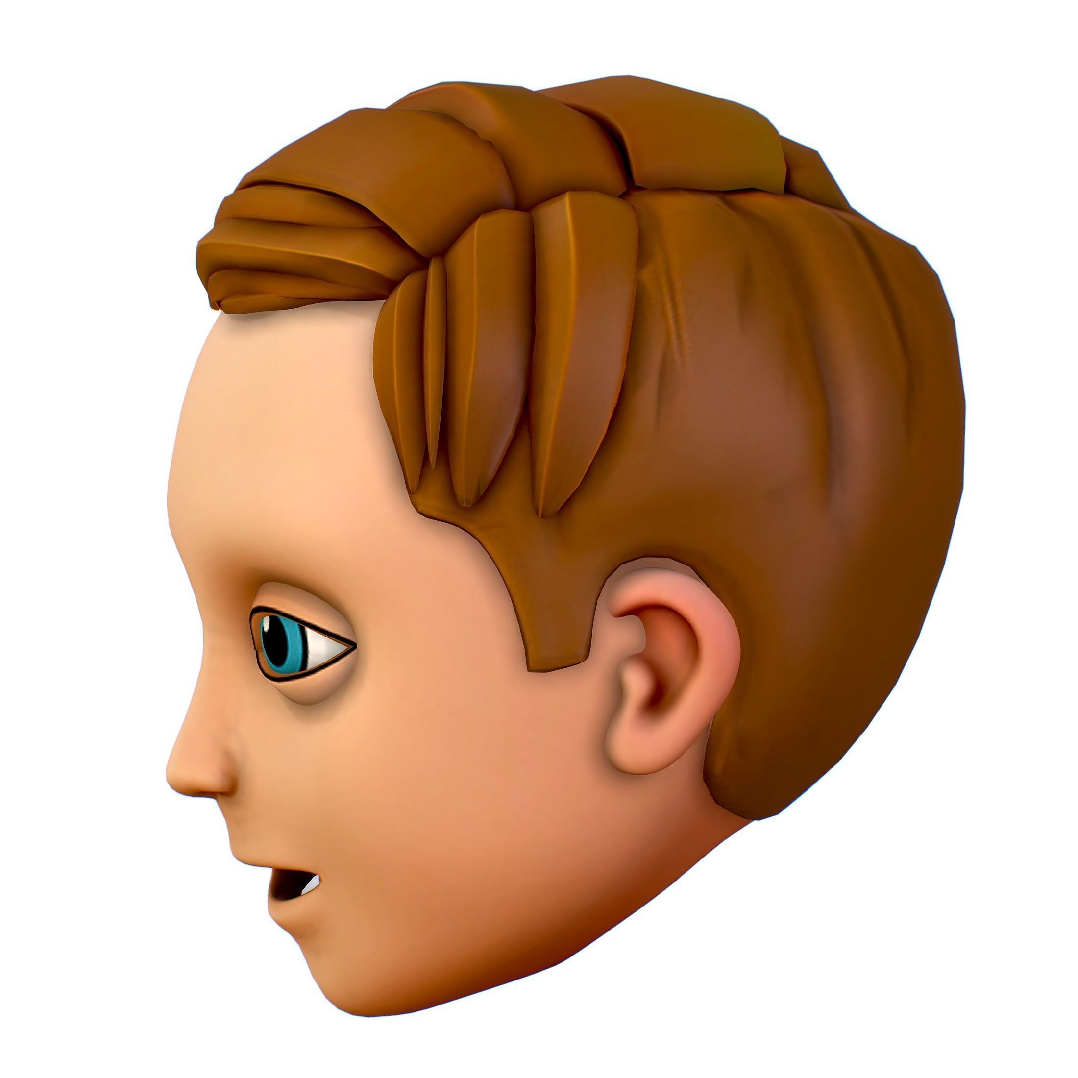 Short Hairstyle Cartoon Young Man Boy Head Icon 3D model 3D model_3