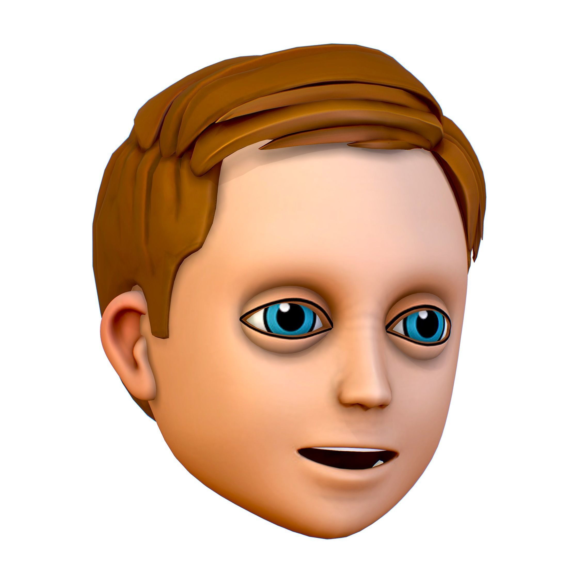 Short Hairstyle Cartoon Young Man Boy Head Icon 3D model 3D model_11