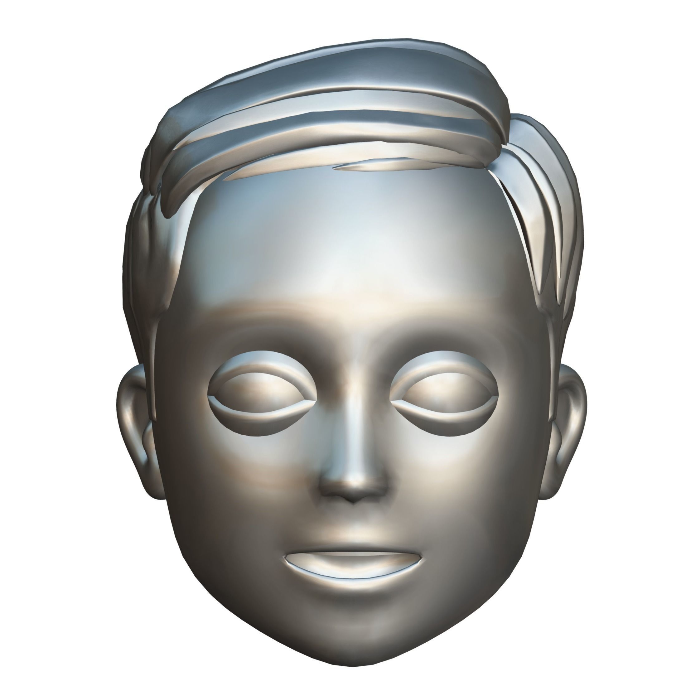 Short Hairstyle Cartoon Young Man Boy Head Icon 3D model 3D model_20