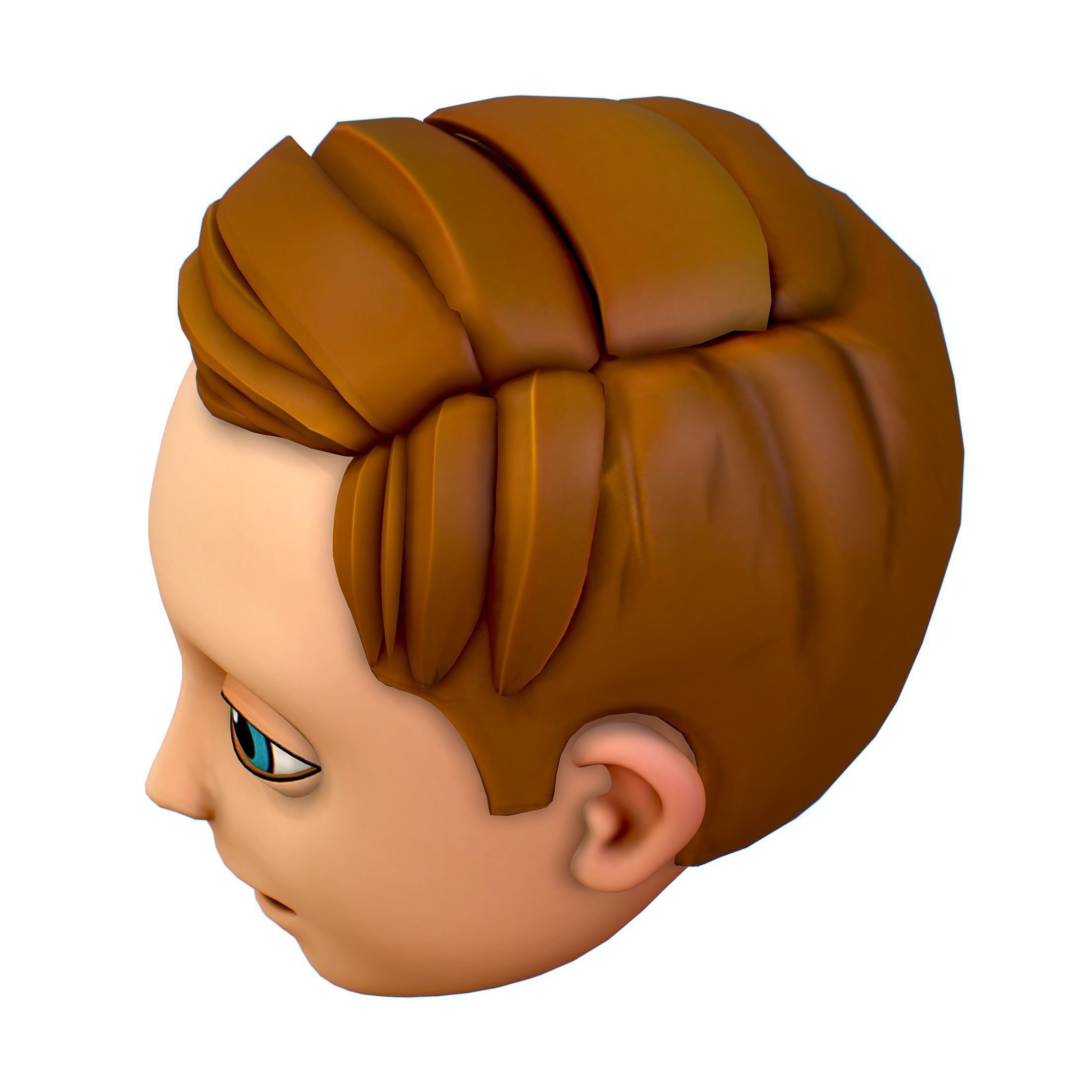 Short Hairstyle Cartoon Young Man Boy Head Icon 3D model 3D model_5