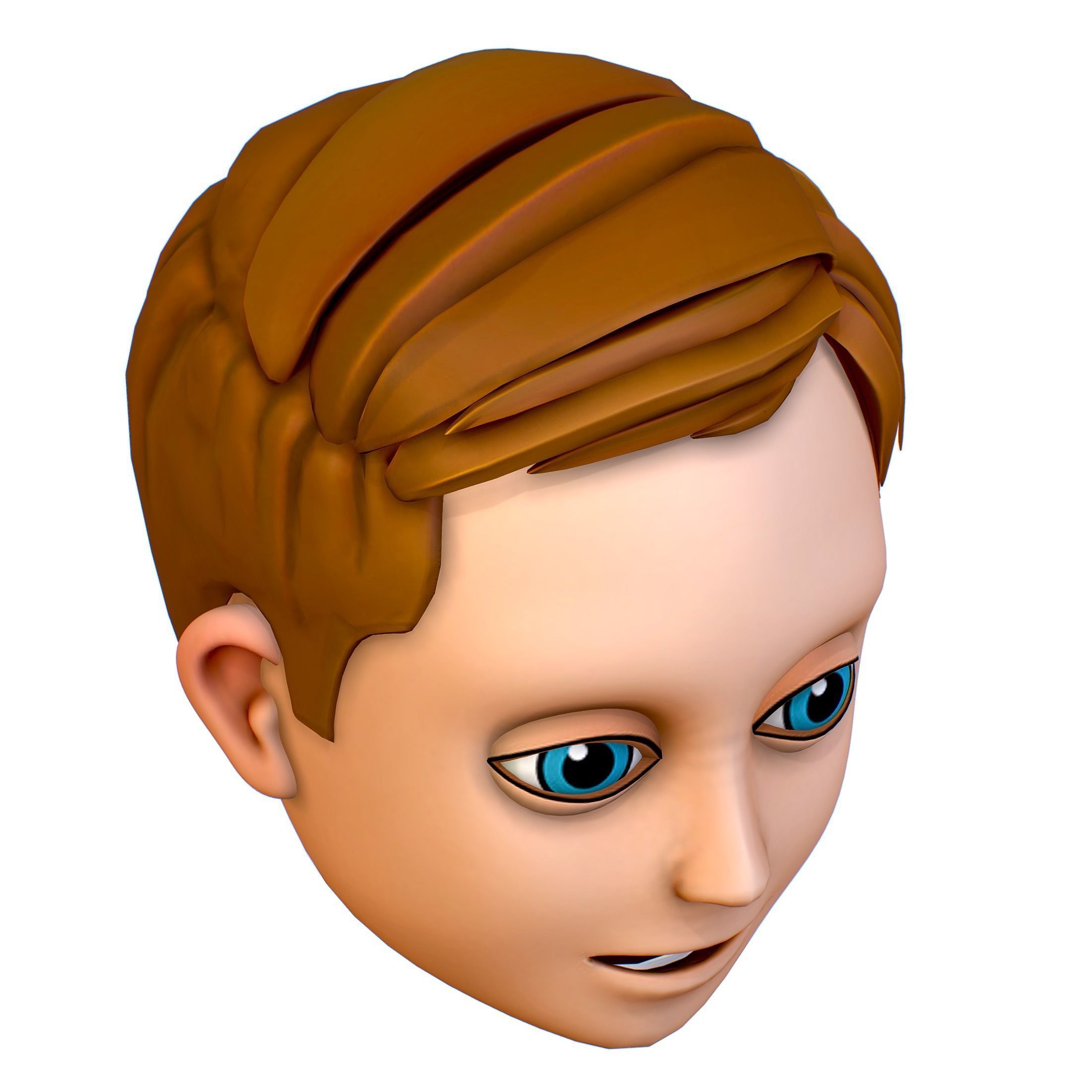 Short Hairstyle Cartoon Young Man Boy Head Icon 3D model 3D model_8