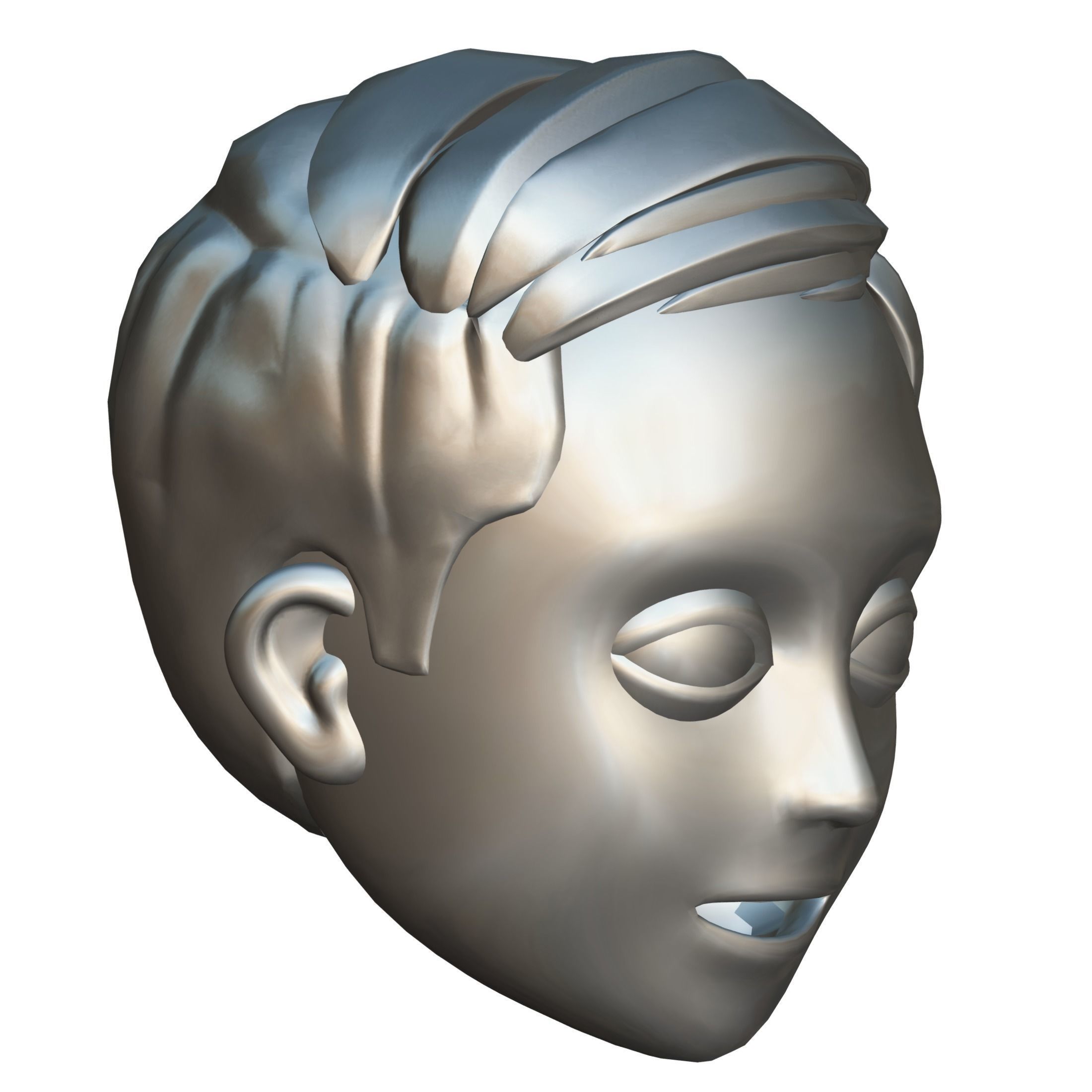 Short Hairstyle Cartoon Young Man Boy Head Icon 3D model 3D model_21