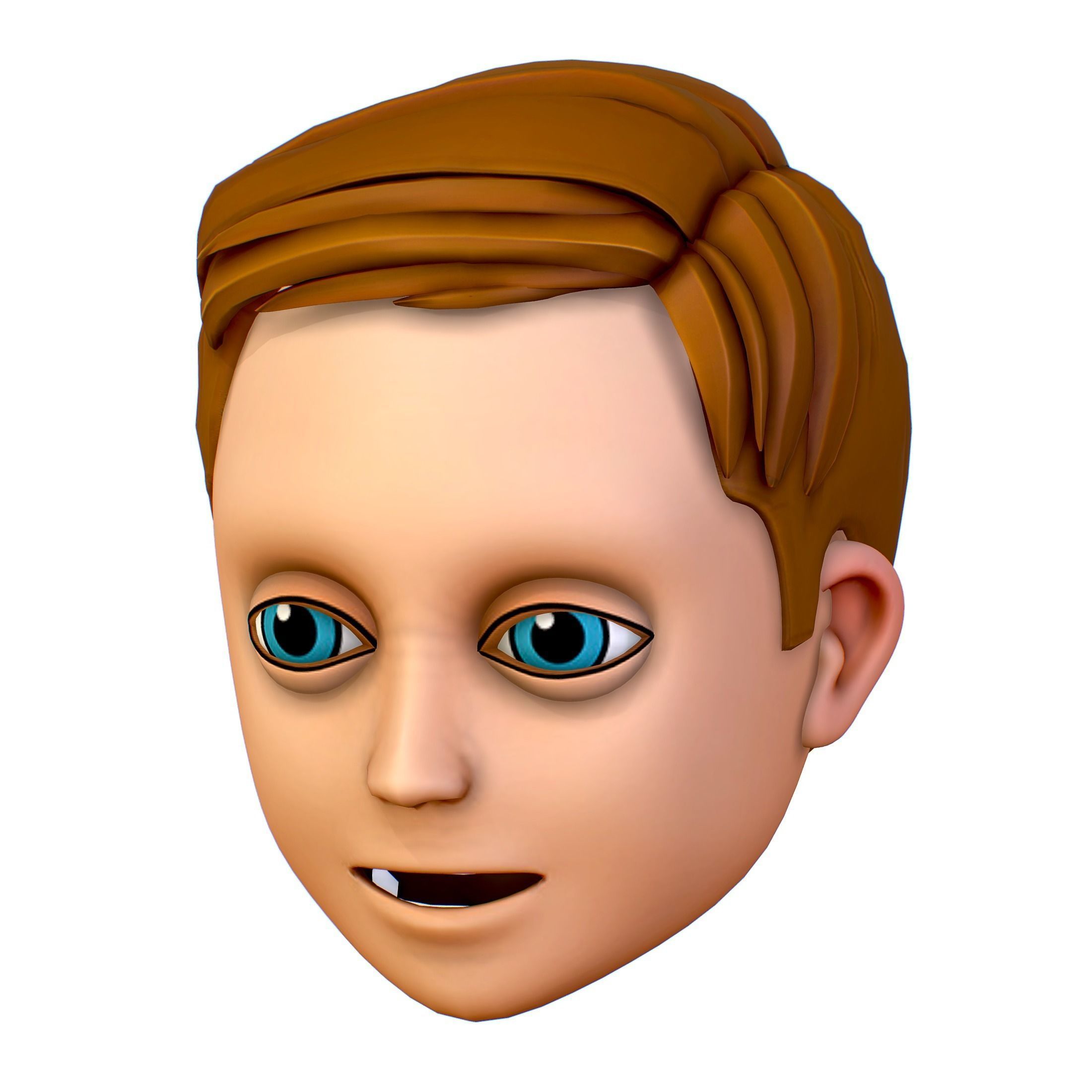 Short Hairstyle Cartoon Young Man Boy Head Icon 3D model 3D model_1