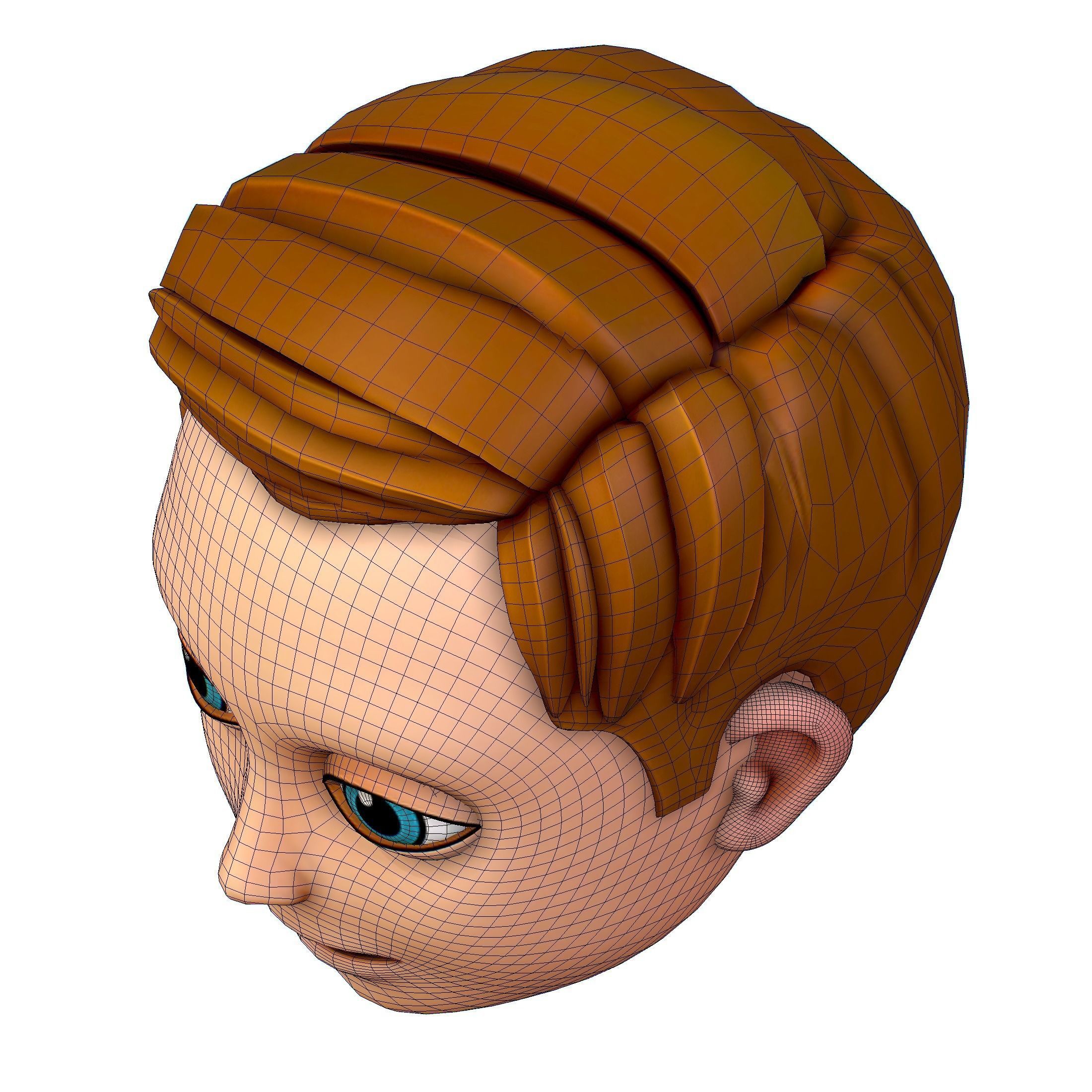 Short Hairstyle Cartoon Young Man Boy Head Icon 3D model 3D model_18