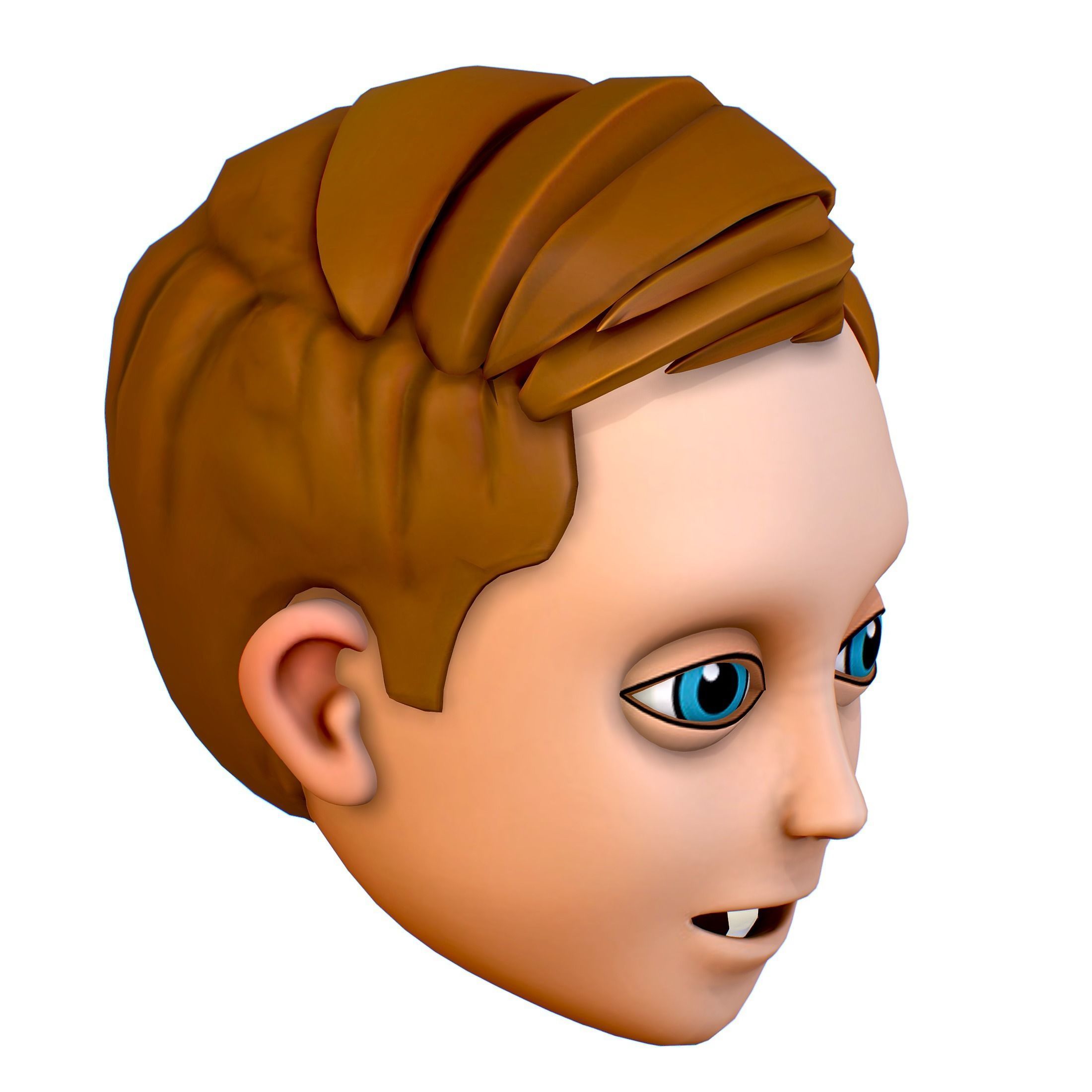Short Hairstyle Cartoon Young Man Boy Head Icon 3D model 3D model_9