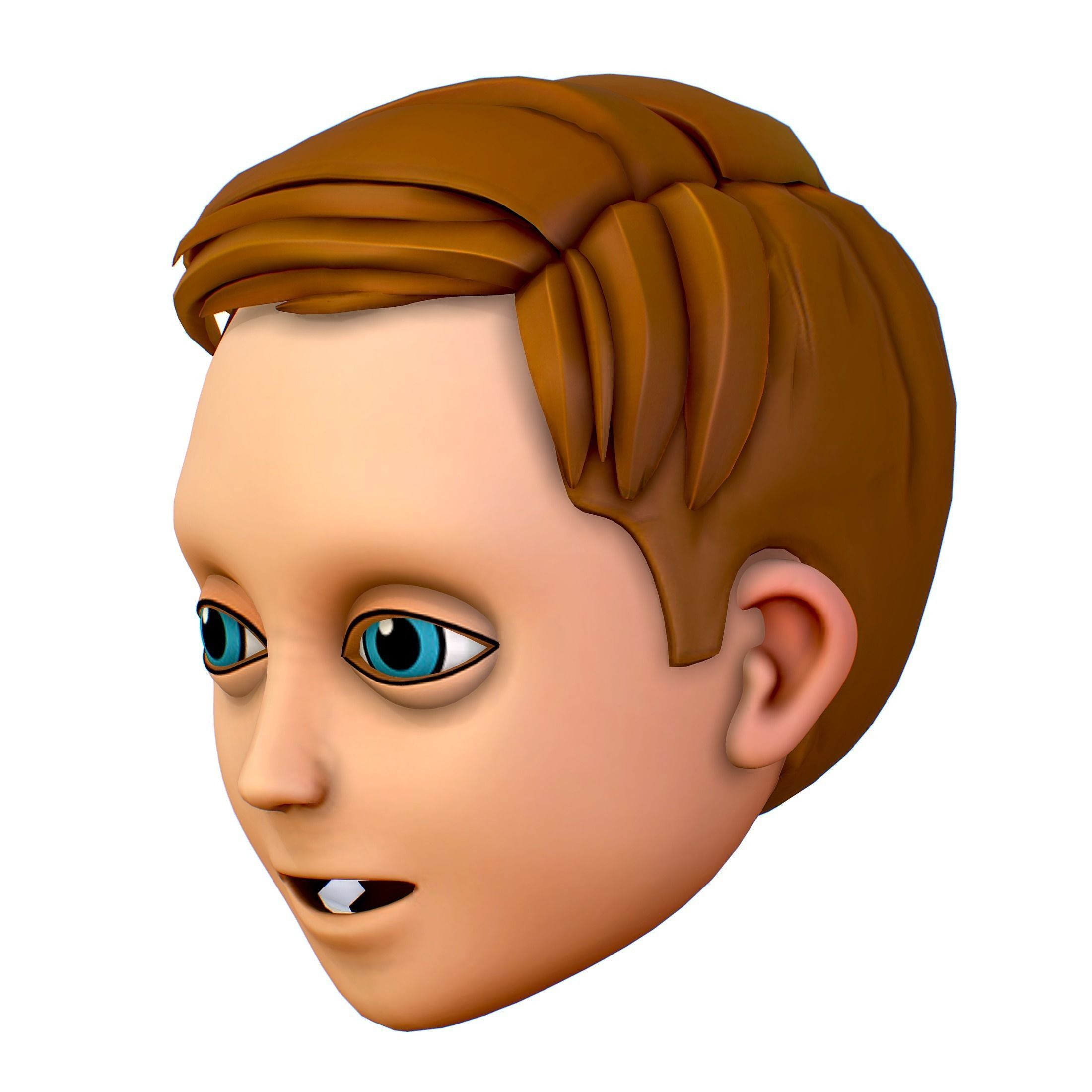 Short Hairstyle Cartoon Young Man Boy Head Icon 3D model 3D model_2