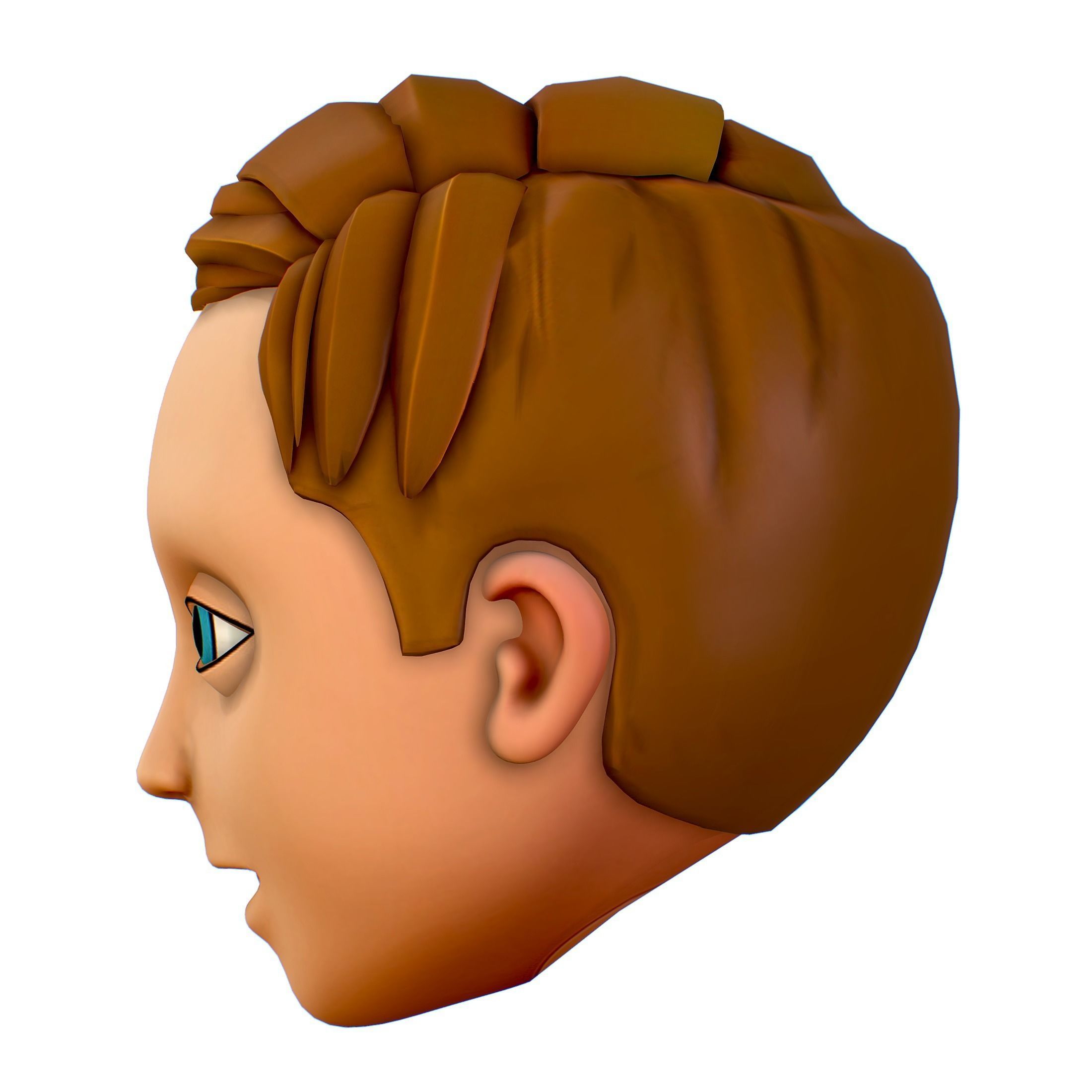 Short Hairstyle Cartoon Young Man Boy Head Icon 3D model 3D model_4