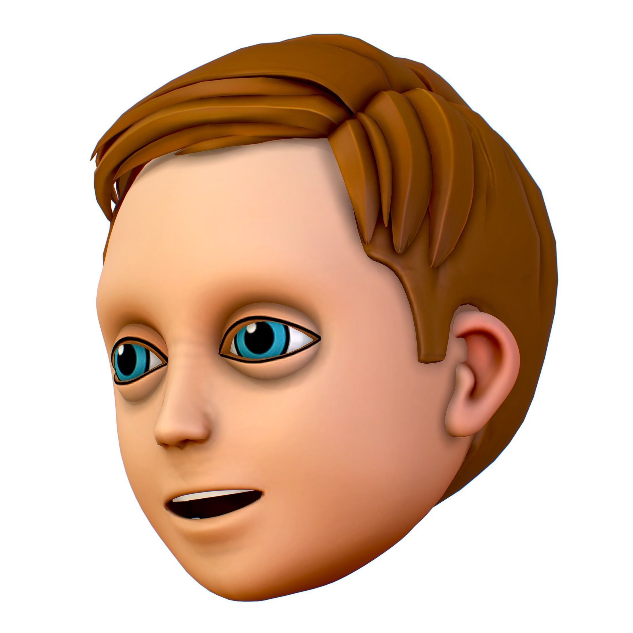 Short Hairstyle Cartoon Young Man Boy Head Icon 3D model 3D model_13