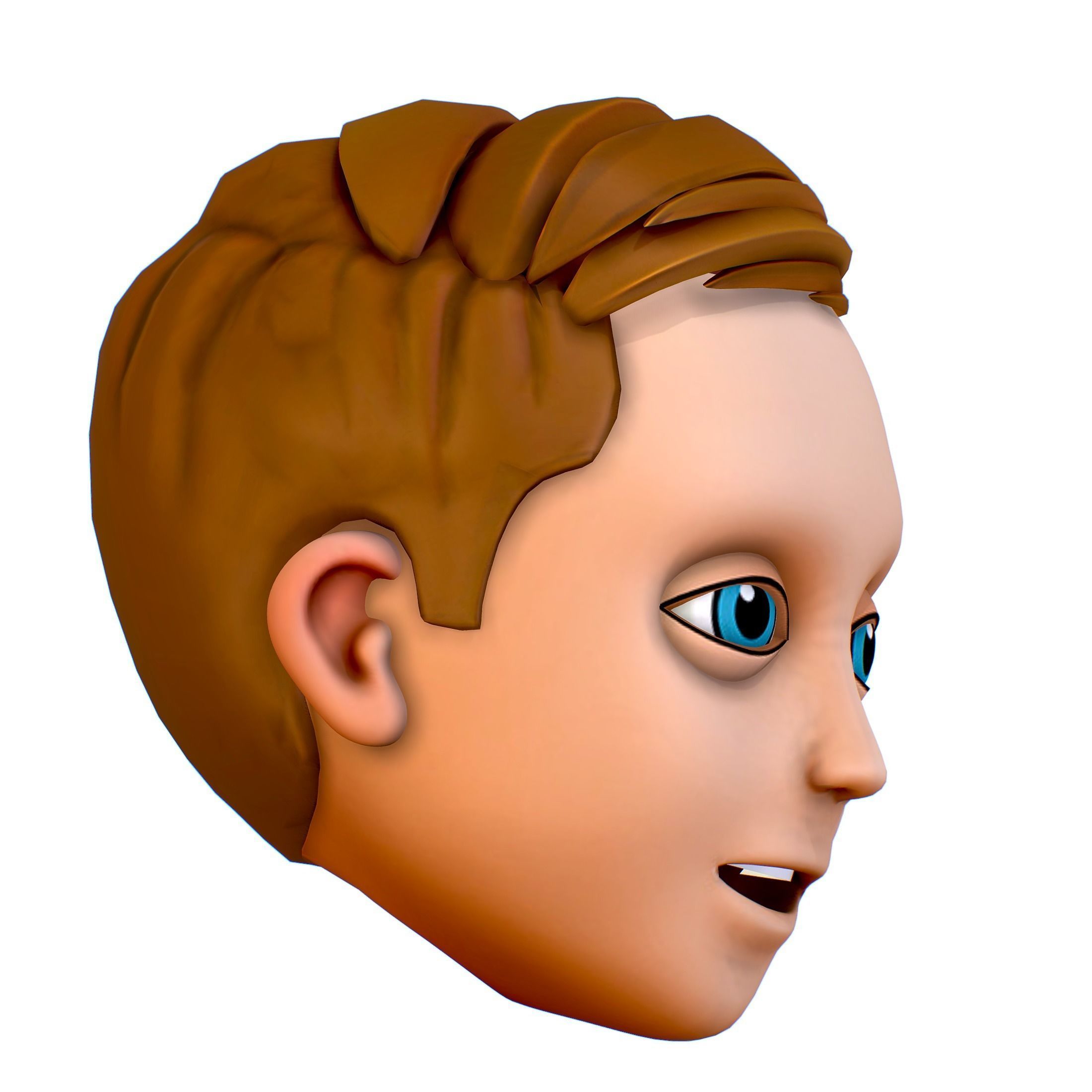Short Hairstyle Cartoon Young Man Boy Head Icon 3D model 3D model_10