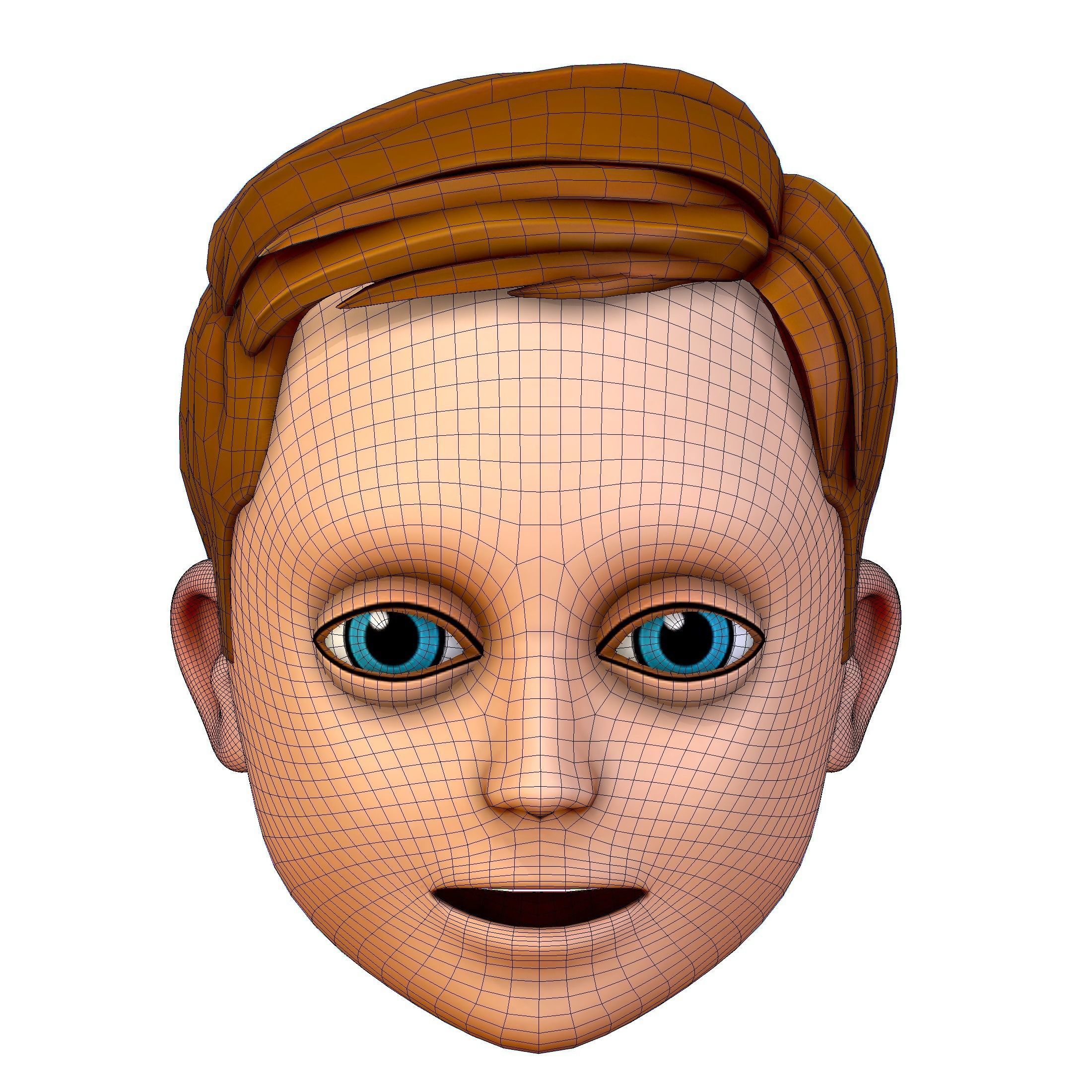 Short Hairstyle Cartoon Young Man Boy Head Icon 3D model 3D model_15