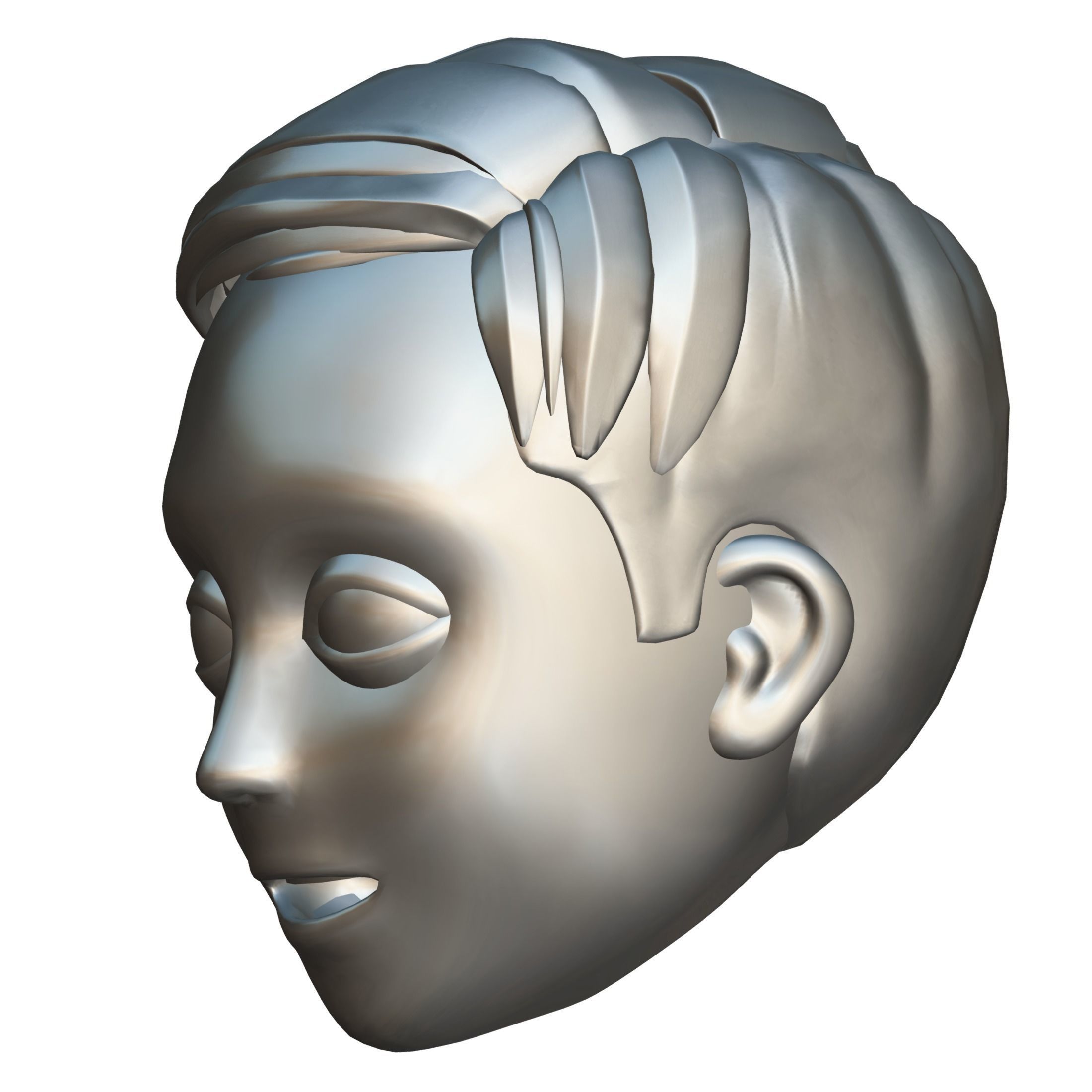 Short Hairstyle Cartoon Young Man Boy Head Icon 3D model 3D model_22