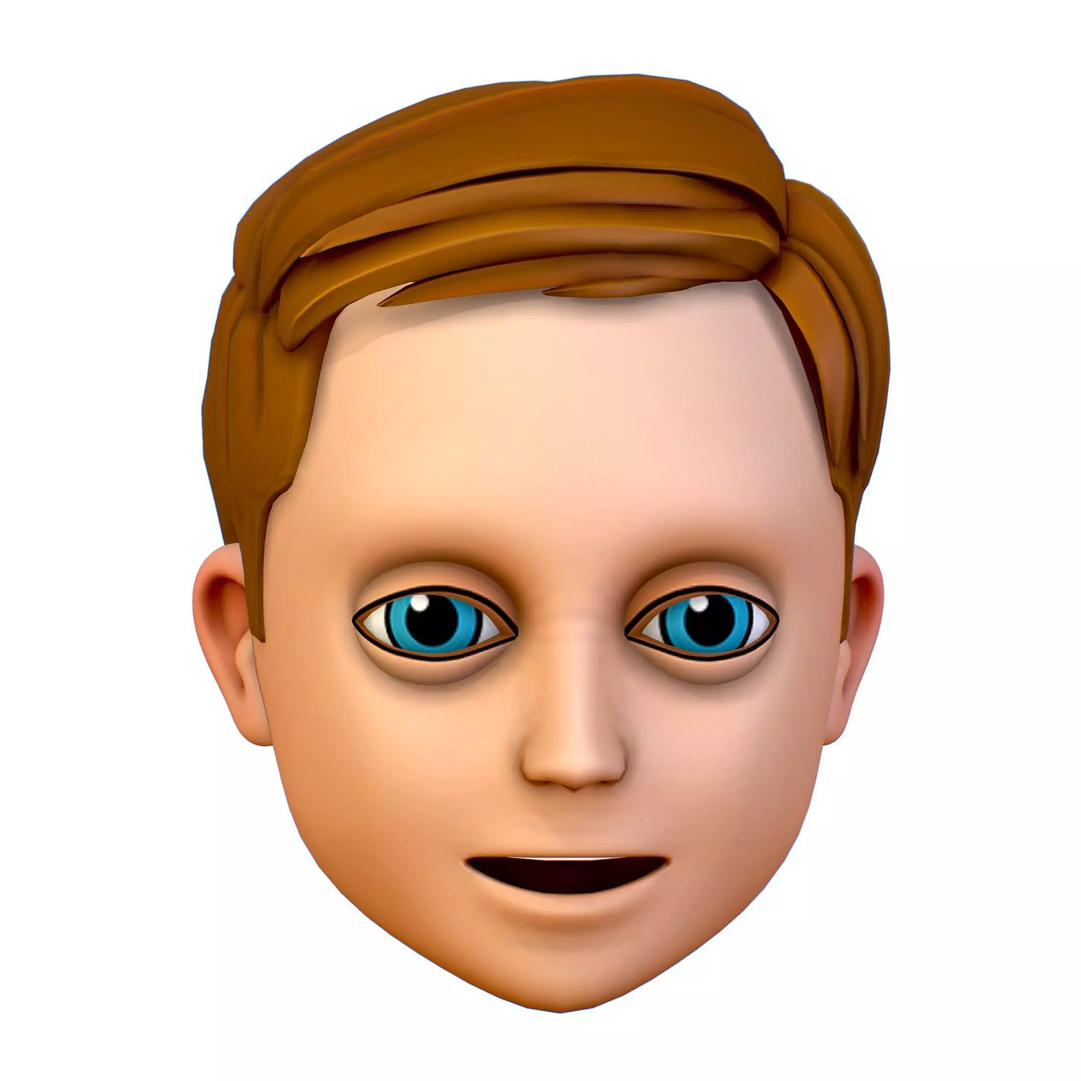 Short Hairstyle Cartoon Young Man Boy Head Icon 3D model 3D model_0