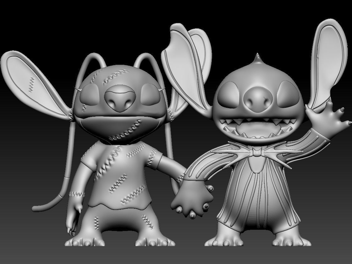 Stitch and Angel halloween 3D print model_2