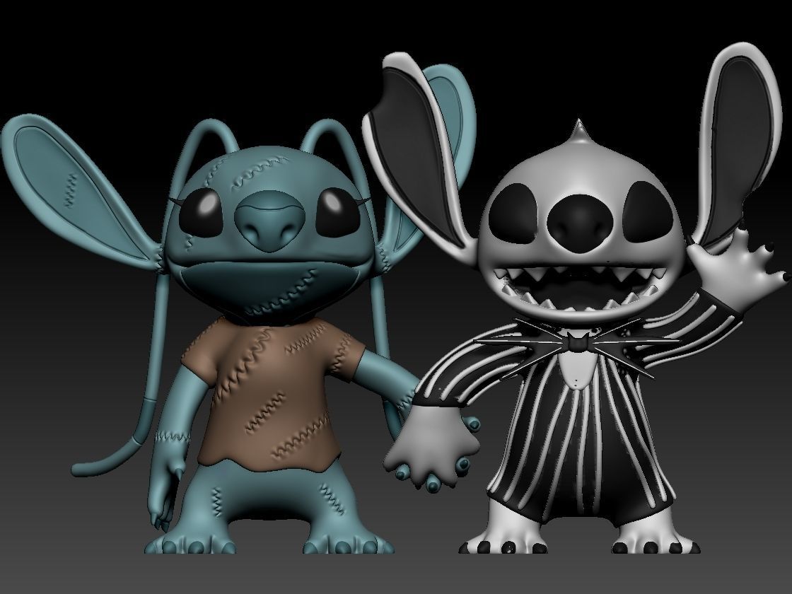 Stitch and Angel halloween 3D print model_1