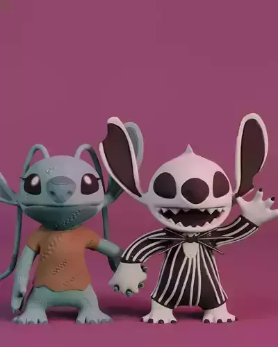 Stitch and Angel halloween 3D print model