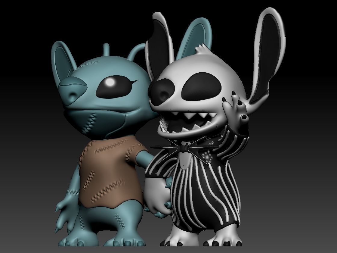 Stitch and Angel halloween 3D print model_3