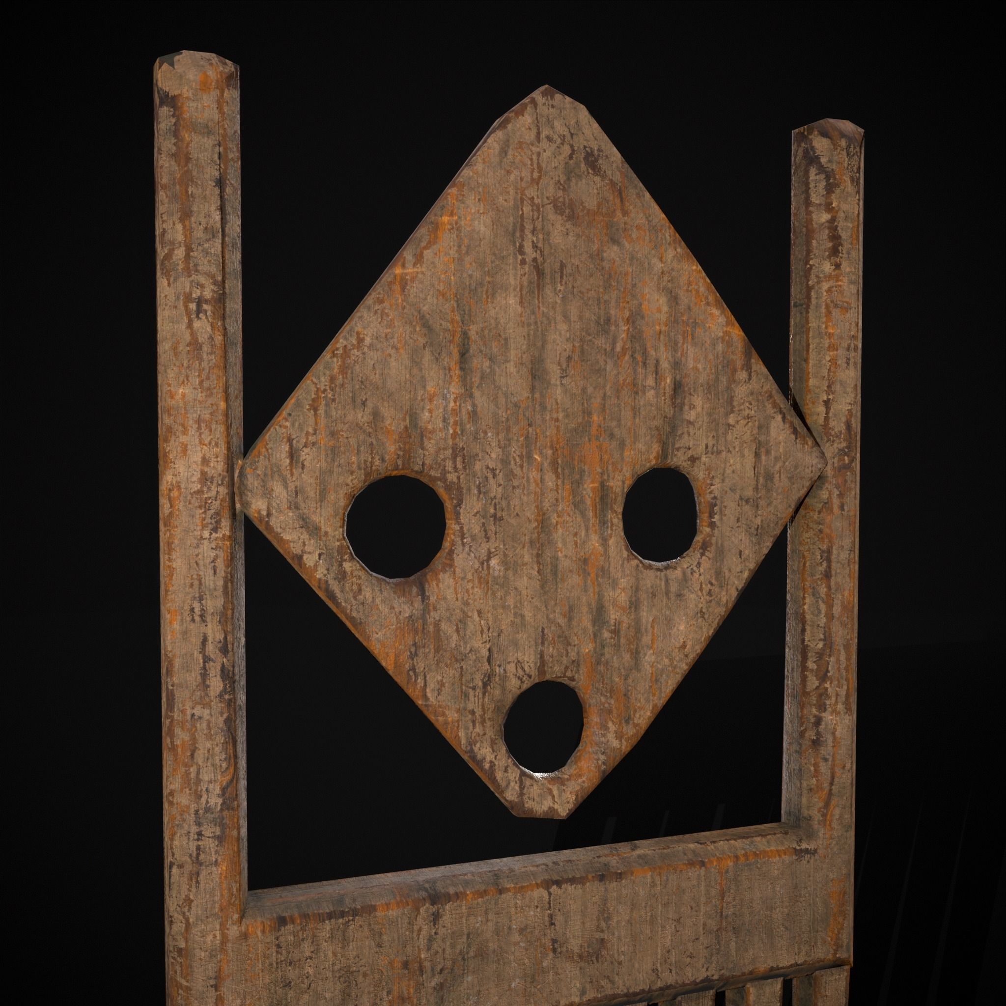 African Wooden Comb Low-poly 3D model_15