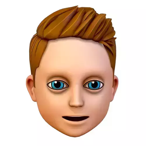 Short Hairstyle Cartoon Young Man Boy Head Icon 3D model