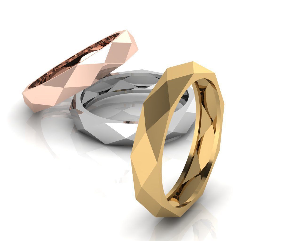 Facet ring 3D print model_2
