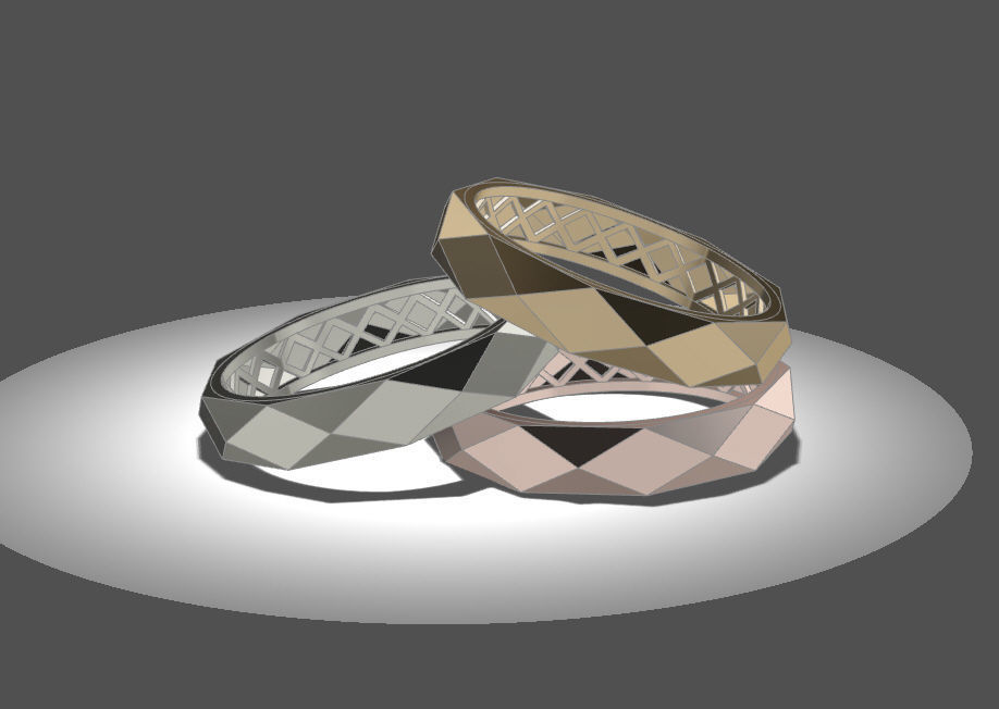 Facet ring 3D print model_6