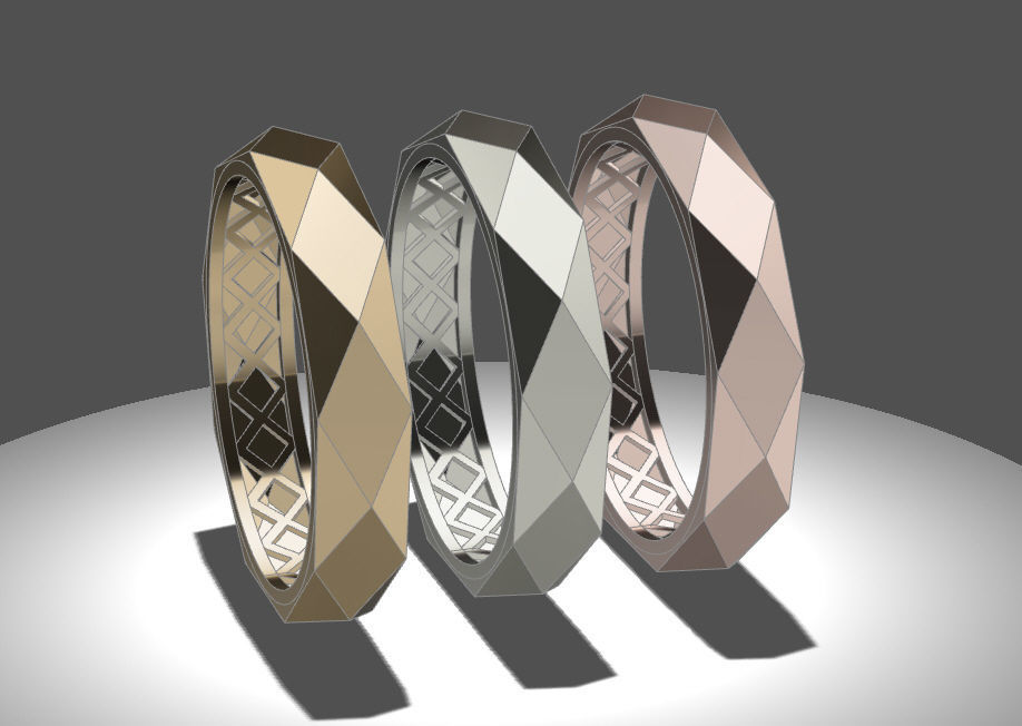 Facet ring 3D print model_10