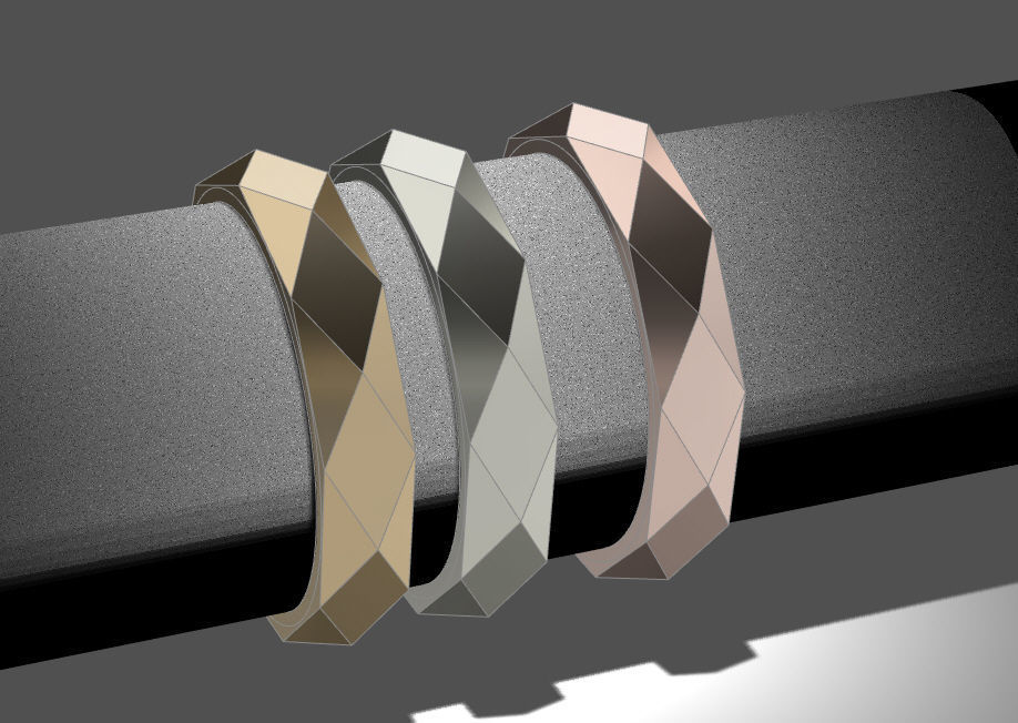 Facet ring 3D print model_9