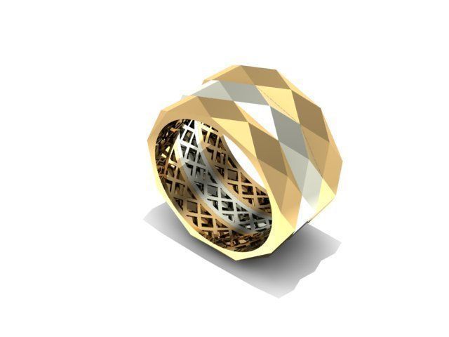 Facet ring 3D print model_11