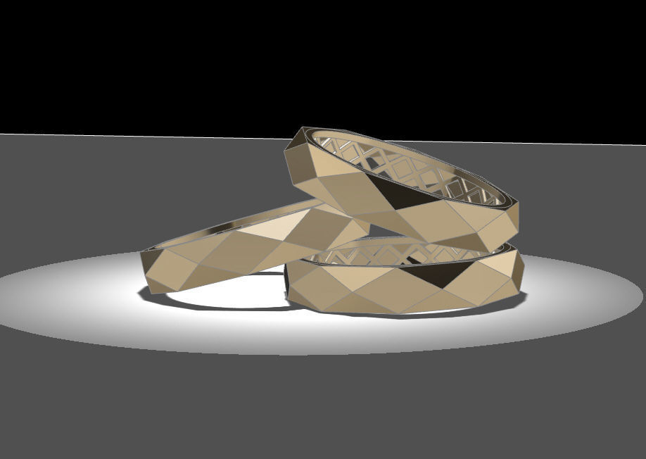 Facet ring 3D print model_8