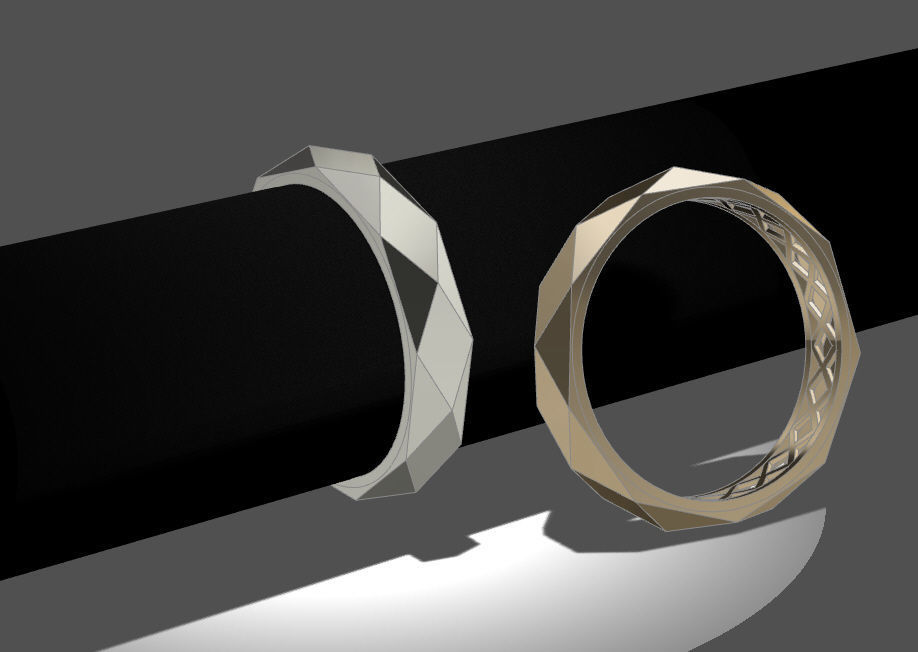 Facet ring 3D print model_7
