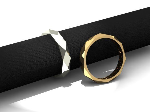 Facet ring 3D print model_4
