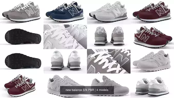 new balance 574 PBR 3D Model Collection