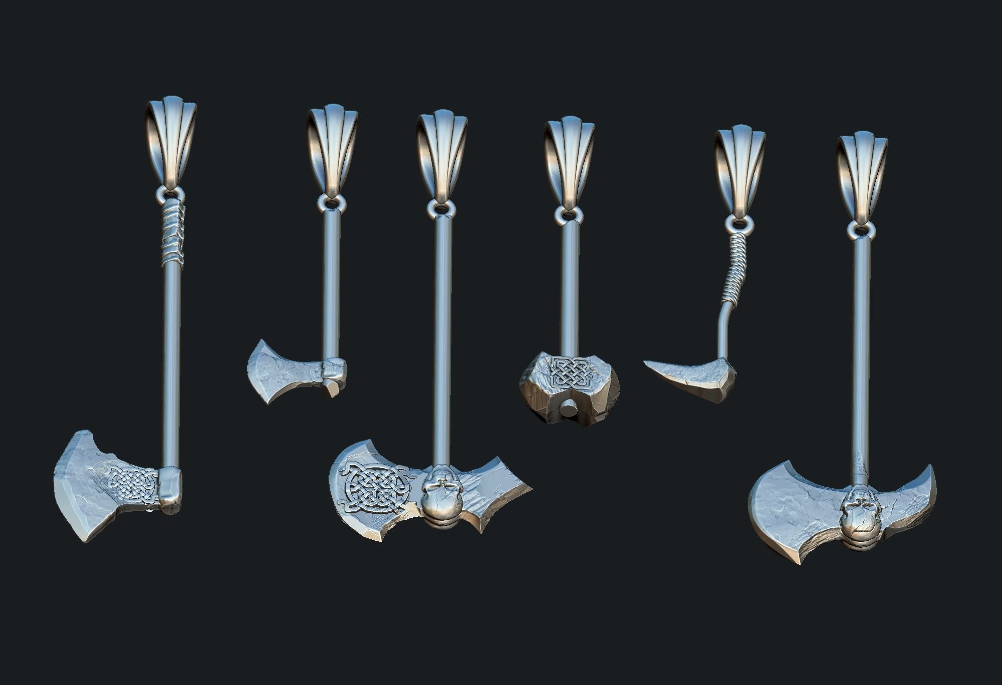 axe collection 3D model_2