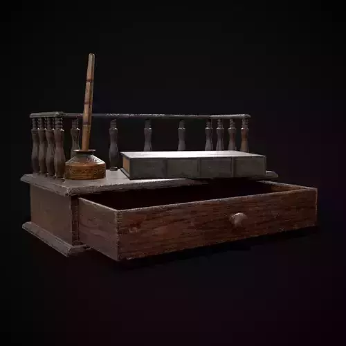 Medieval Drawer Bookshelf Low-poly 3D model