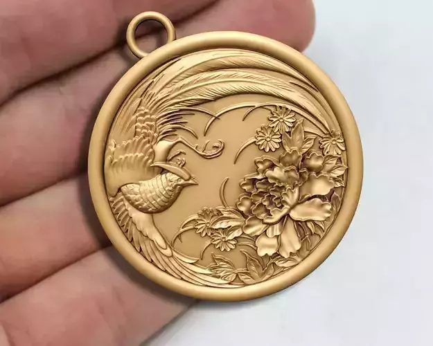 bird with flower pendant