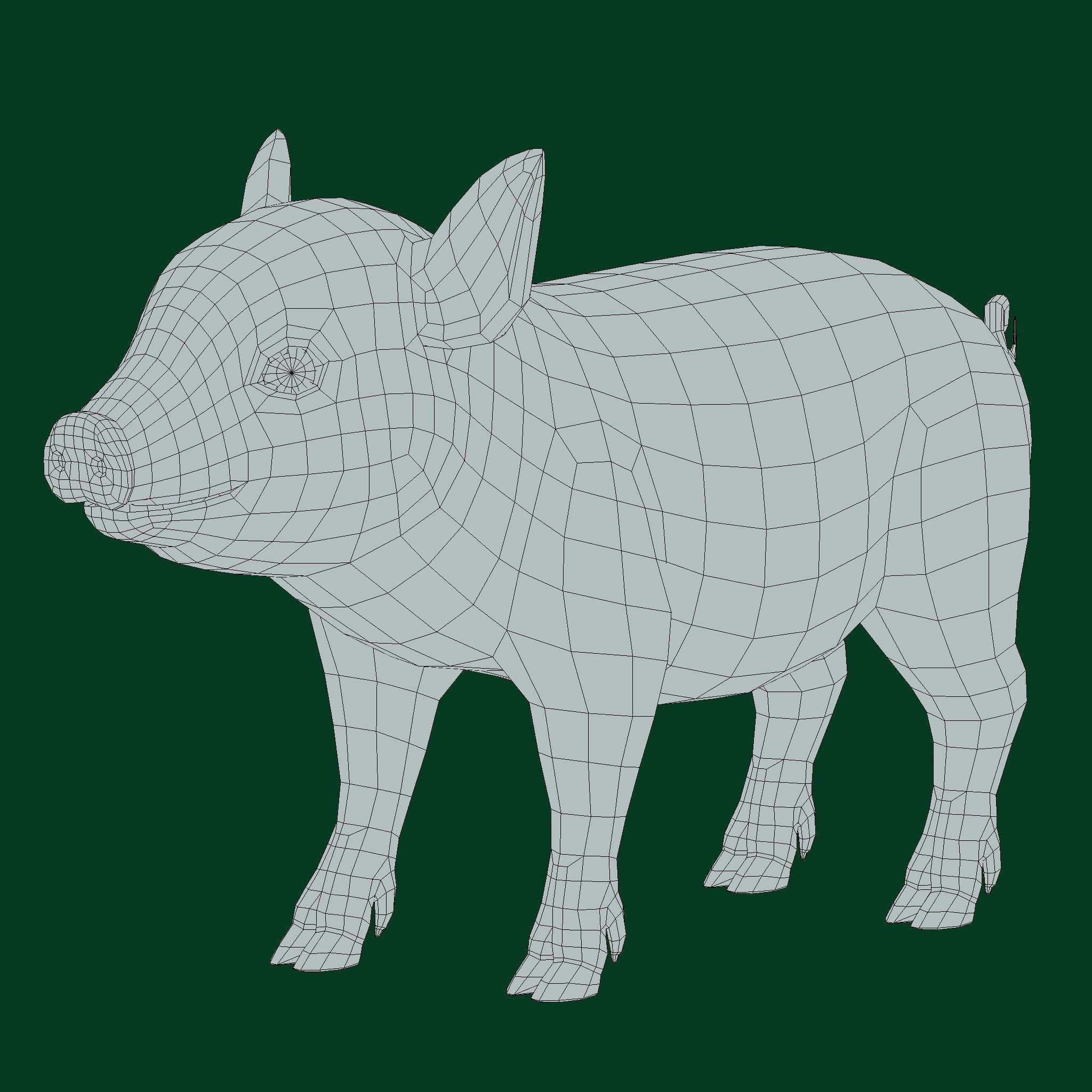Miniature  Pig Animal Low-poly 3D model_16