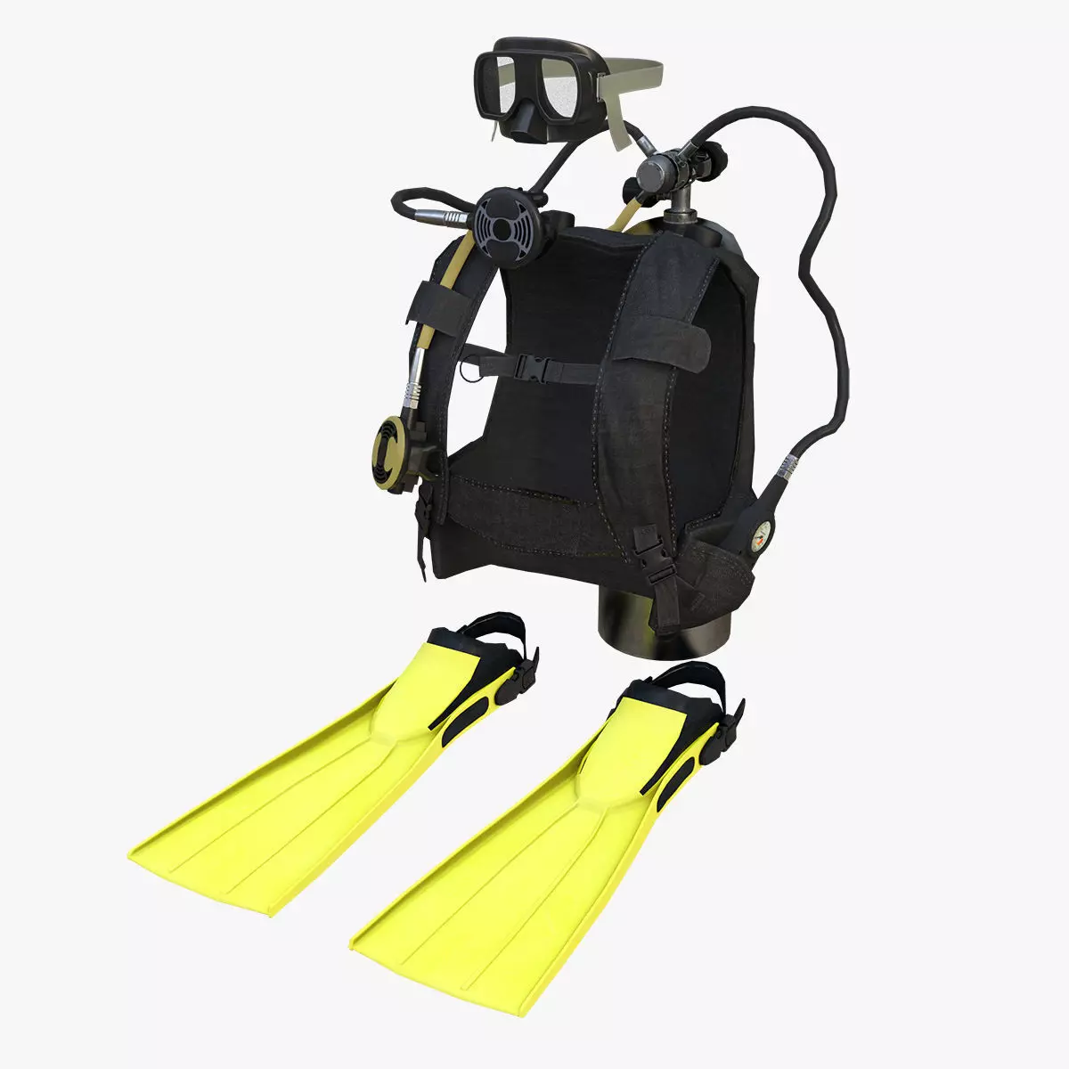 DIVING EQUIPMENT Low-poly 3D model_0