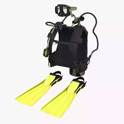 DIVING EQUIPMENT Low-poly 3D model