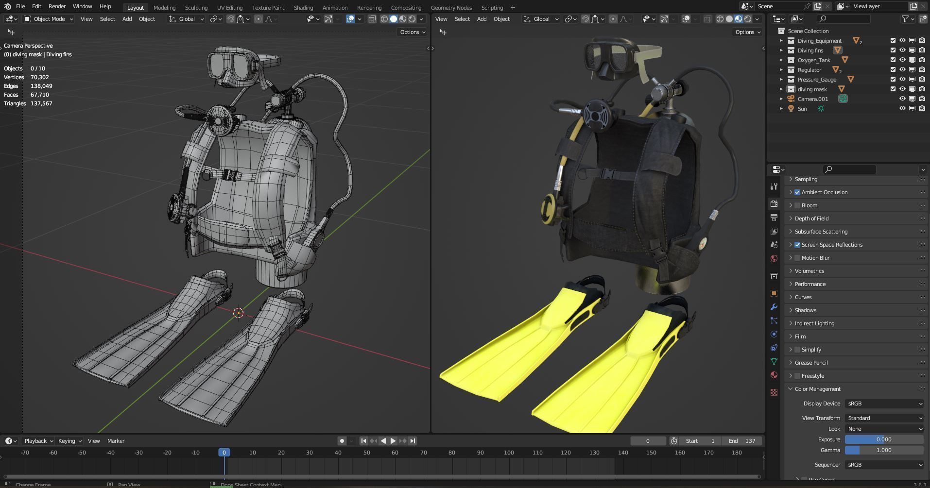 DIVING EQUIPMENT Low-poly 3D model_39