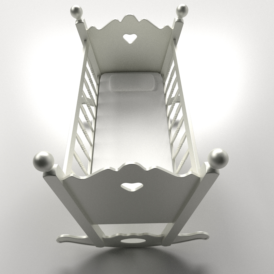 Baby Cradle 3D model_3
