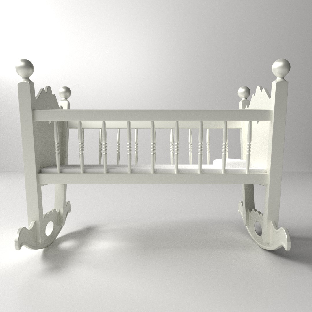 Baby Cradle 3D model_2
