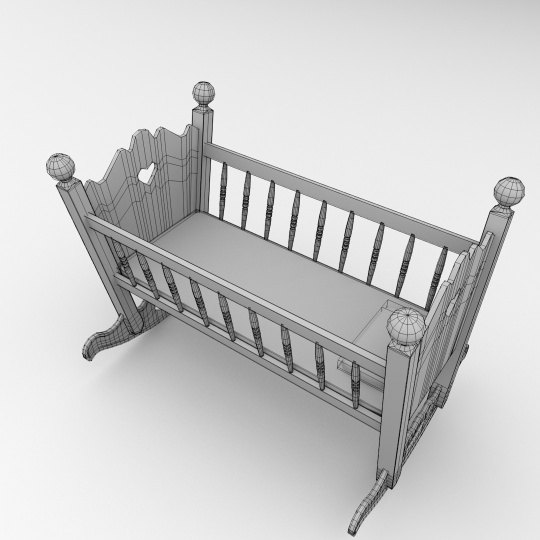Baby Cradle 3D model_5