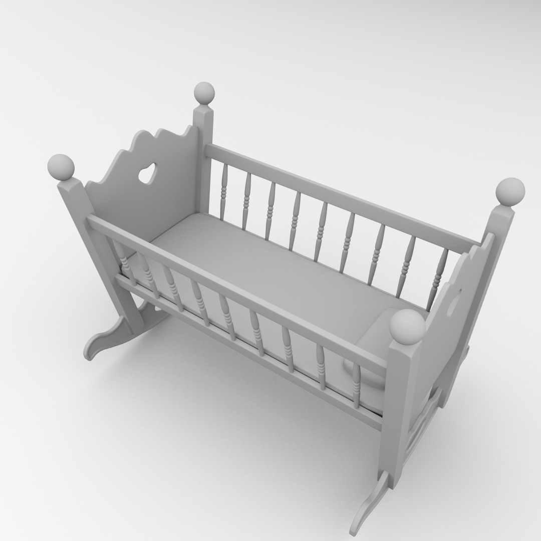 Baby Cradle 3D model_6