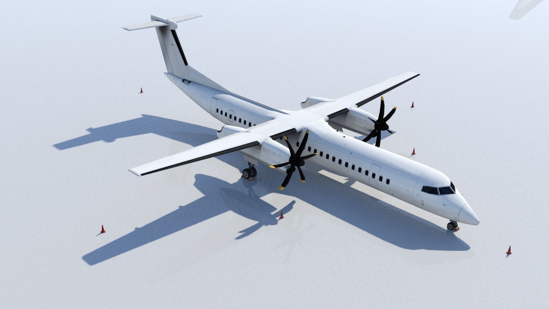 DHC-8D Q400 Low Poly Static Low-poly 3D model_3