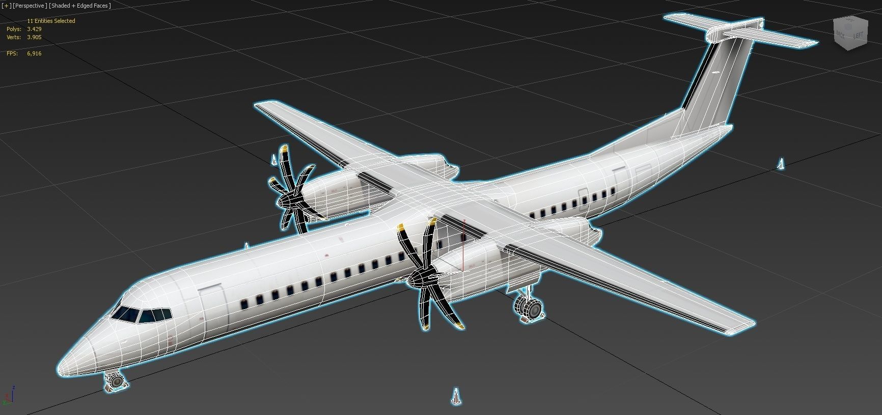 DHC-8D Q400 Low Poly Static Low-poly 3D model_6