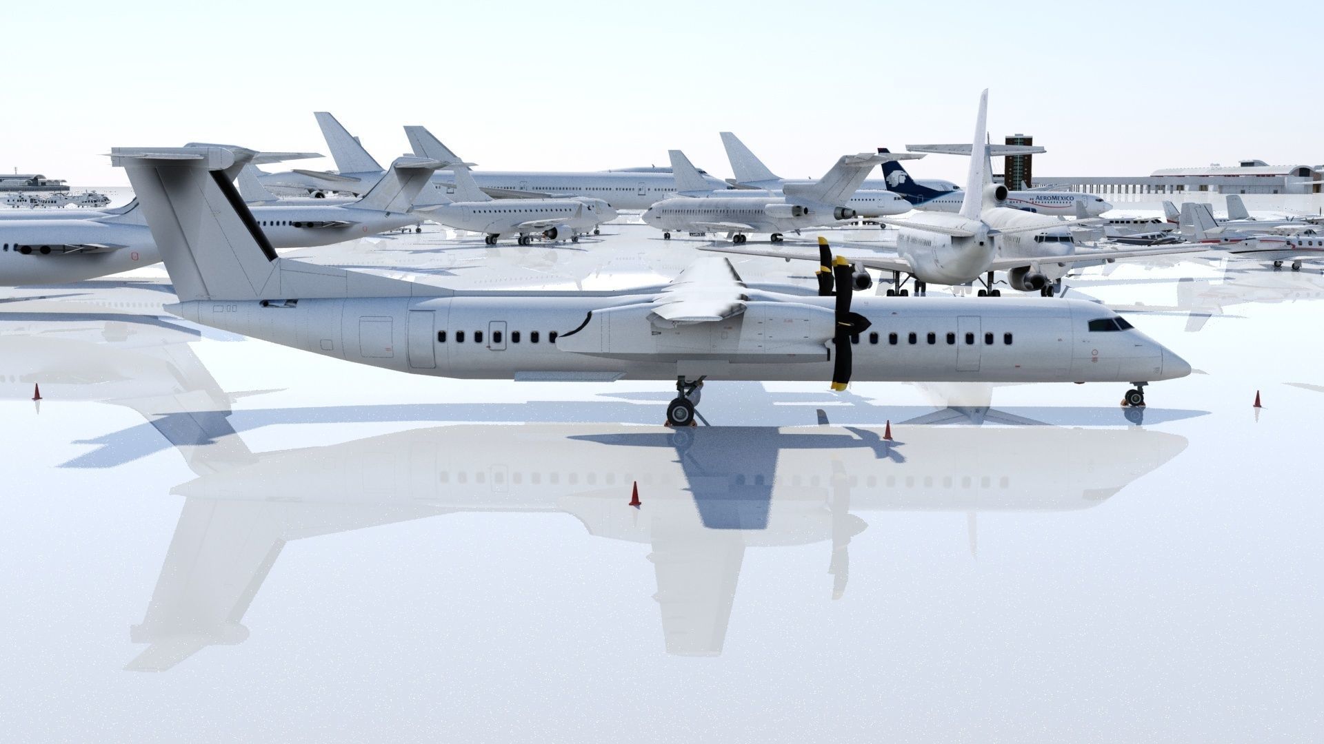 DHC-8D Q400 Low Poly Static Low-poly 3D model_4