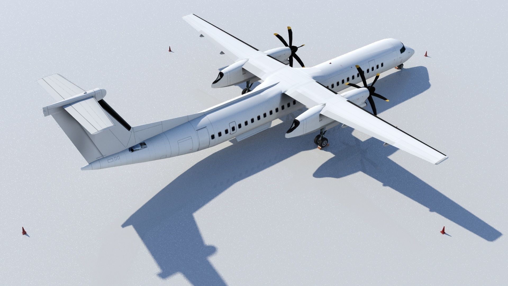DHC-8D Q400 Low Poly Static Low-poly 3D model_2